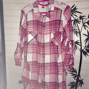 Ladies No Boundaries Pink Flannel Shirt